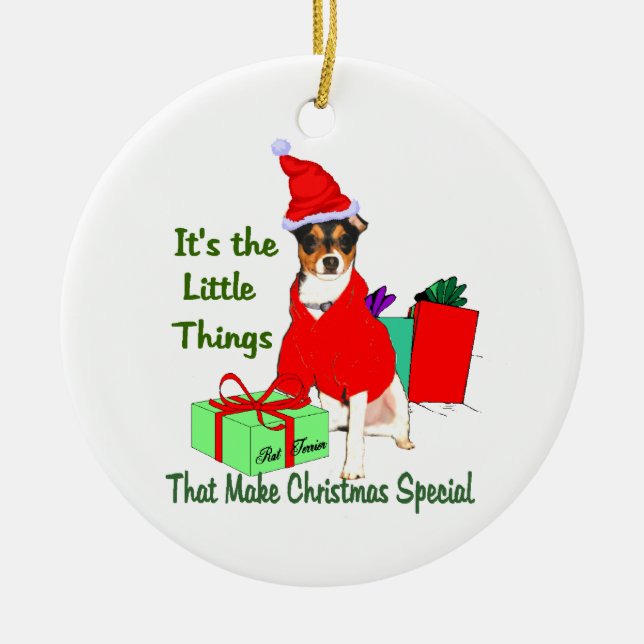 Rat Terrier Christmas Gifts Ornament (Front)