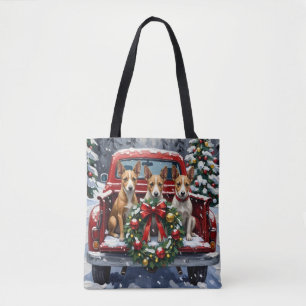 Rat Terrier Christmas Red Truck Holiday Tote Bag
