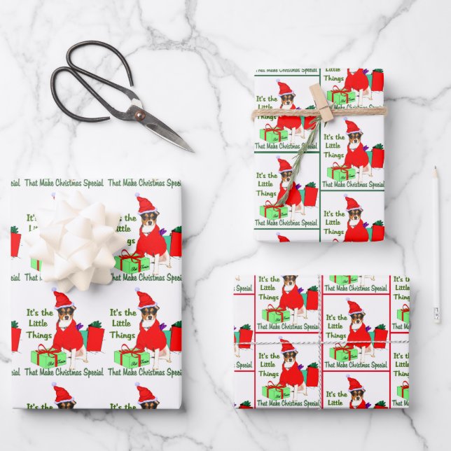 Rat Terrier Christmas Wrapping Paper Sheet (Front)