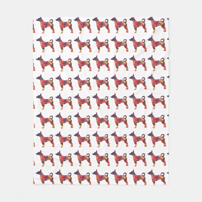 Rat Terrier Colourful Geometric Pattern Silhouette Fleece Blanket (Front)
