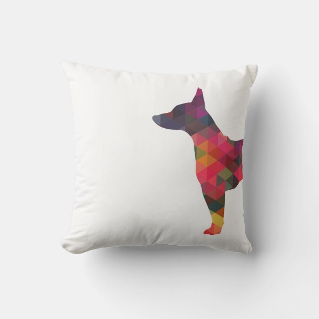 Rat Terrier Colourful Geometric Pattern Silhouette Throw Pillow (Front)