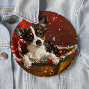 Rat Terrier Dog Christmas Festive 6 Inch Round Button