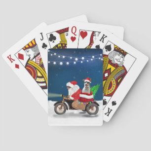 Rat Terrier Dog Christmas Santa Claus Playing Cards