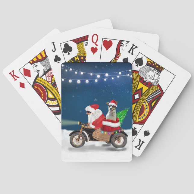 Rat Terrier Dog Christmas Santa Claus Playing Cards (Back)
