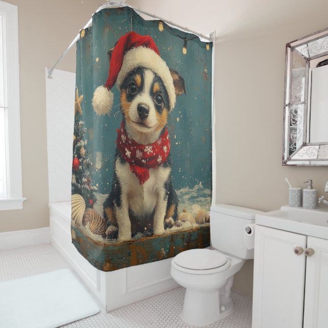 Rat Terrier Dog Christmas Vintage Beach  (In Situ)