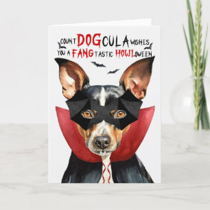 Rat Terrier Dog Funny Count DOGcula Halloween Holiday Card