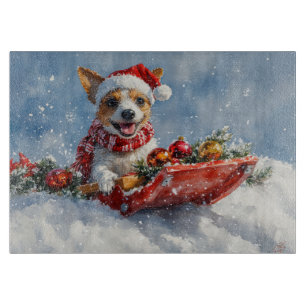Rat Terrier Dog in Sledge Let it Snow Christmas Cutting Board