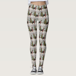 Rat Terrier Dog in Snow Christmas Leggings