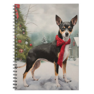 Rat Terrier Dog in Snow Christmas  Notebook