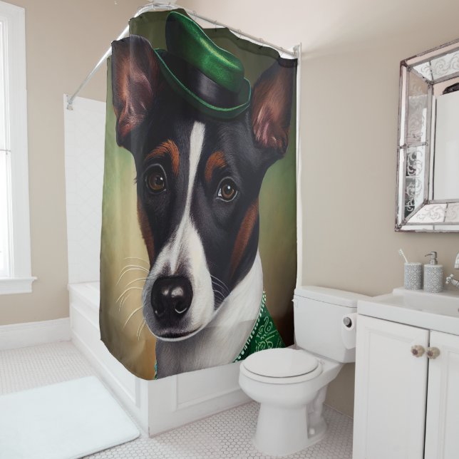 Rat Terrier Dog in St. Patrick's Day Dress (In Situ)