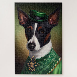 Rat Terrier Dog in St. Patrick's Day Dress Jigsaw Puzzle