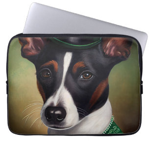 Rat Terrier Dog in St. Patrick's Day Dress Laptop Sleeve