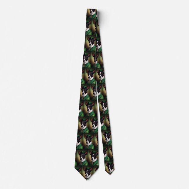 Rat Terrier Dog in St. Patrick's Day Dress Tie (Front)