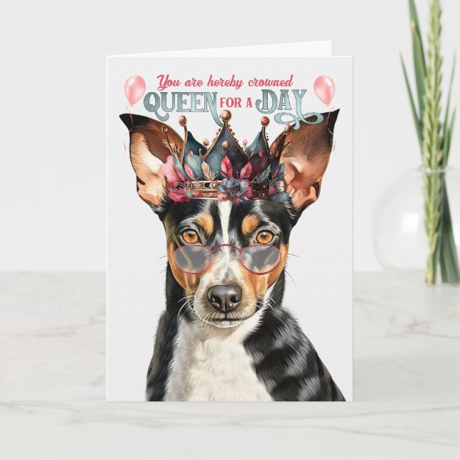 Rat Terrier Dog Queen Day Funny Birthday Card (Front)