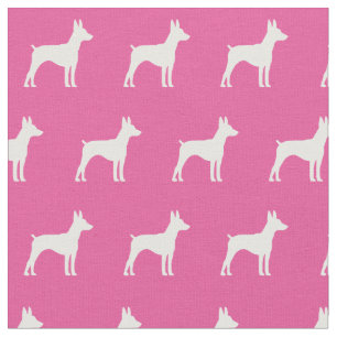 Rat Terrier Dog Silhouette Pet Pink Fabric