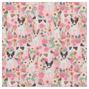 rat terrier dog vintage florals pink fabric