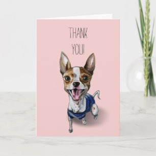 Rat Terrier Dog Watercolor Painting   Thank You Card