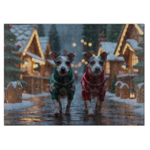 Rat Terrier Dogs Christmas Snow Holiday Cutting Board