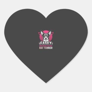 Rat Terrier Easily Distracted Retro Dog Heart Sticker