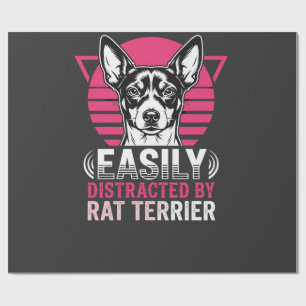 Rat Terrier Easily Distracted Retro Dog Wrapping Paper