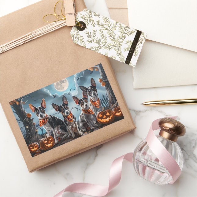 Rat Terrier Halloween Spooky  Sticker (Gifting)