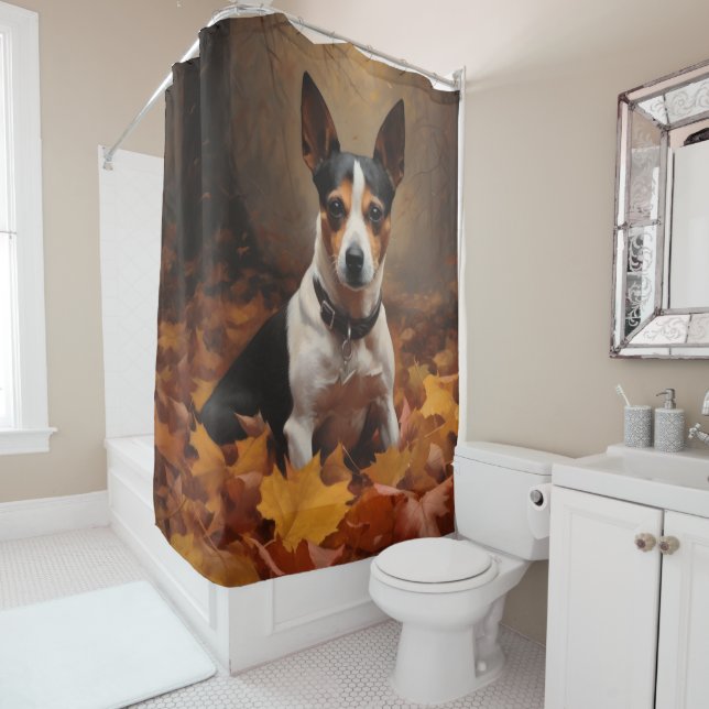 Rat Terrier in Autumn Leaves Fall Inspire  (In Situ)