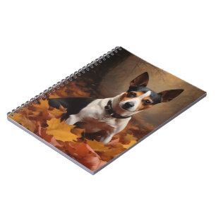 Rat Terrier in Autumn Leaves Fall Inspire Notebook
