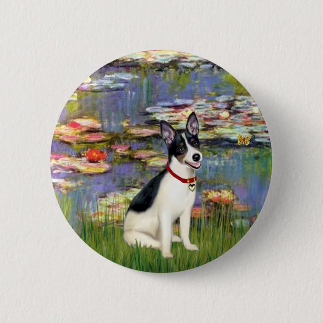 Rat Terrier - Lilies 2 Inch Round Button (Front)