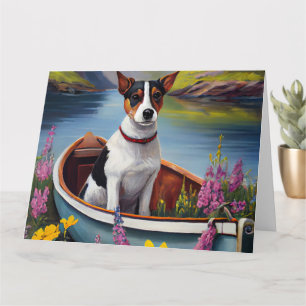 Rat Terrier on a Paddle: A Scenic Adventure Card
