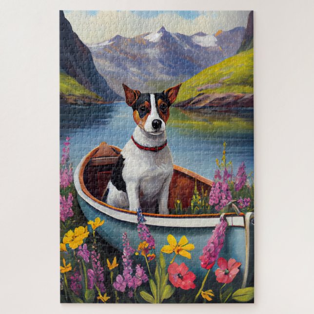 Rat Terrier on a Paddle: A Scenic Adventure Jigsaw Puzzle (Vertical)