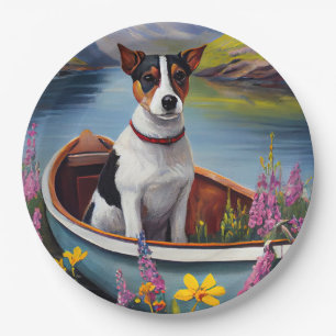 Rat Terrier on a Paddle: A Scenic Adventure Paper Plate