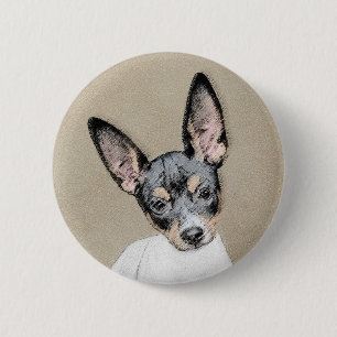 Rat Terrier Painting - Cute Original Dog Art 2 Inch Round Button
