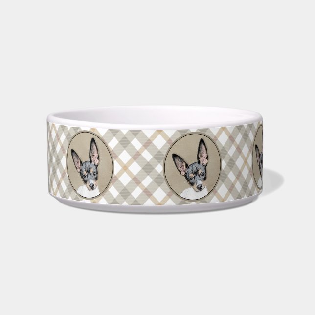 Rat Terrier Painting - Cute Original Dog Art Bowl (Left)