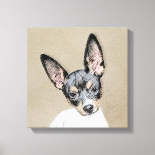 Rat Terrier Painting - Cute Original Dog Art Canvas Print