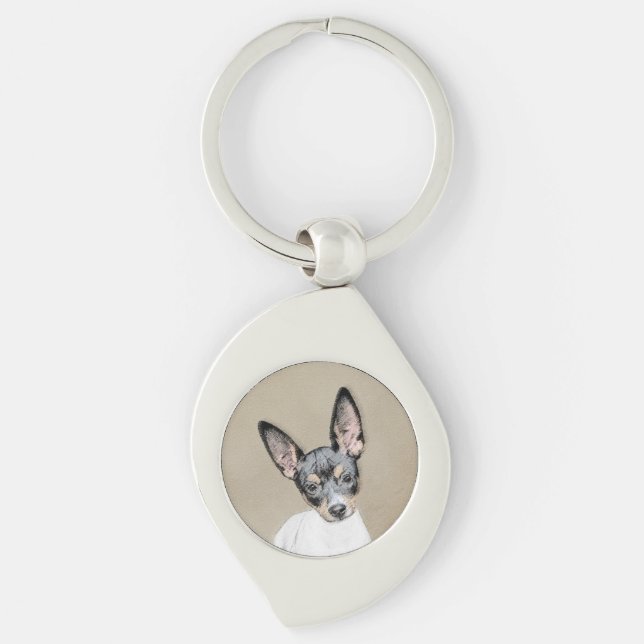 Rat Terrier Painting - Cute Original Dog Art Keychain (Front)