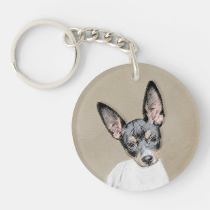 Rat Terrier Painting - Cute Original Dog Art Keychain
