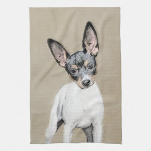 Rat Terrier Painting - Cute Original Dog Art Kitchen Towel