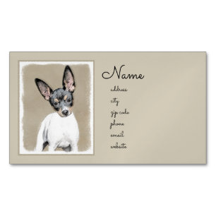 Rat Terrier Painting - Cute Original Dog Art Magnetic Business Card