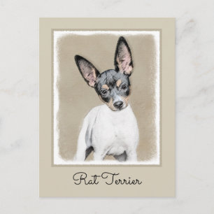 Rat Terrier Painting - Cute Original Dog Art Postcard