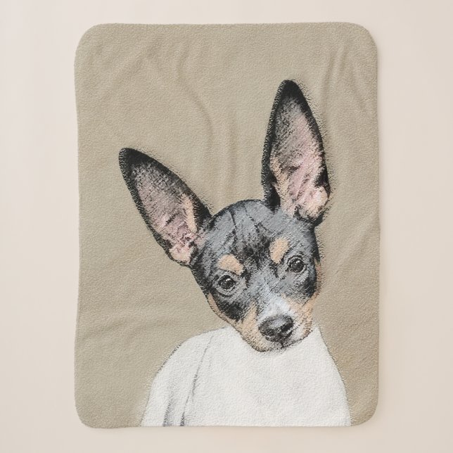 Rat Terrier Painting - Cute Original Dog Art Sherpa Blanket (Front)