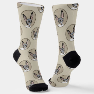 Rat Terrier Painting Tri Colour Original Dog Art Socks