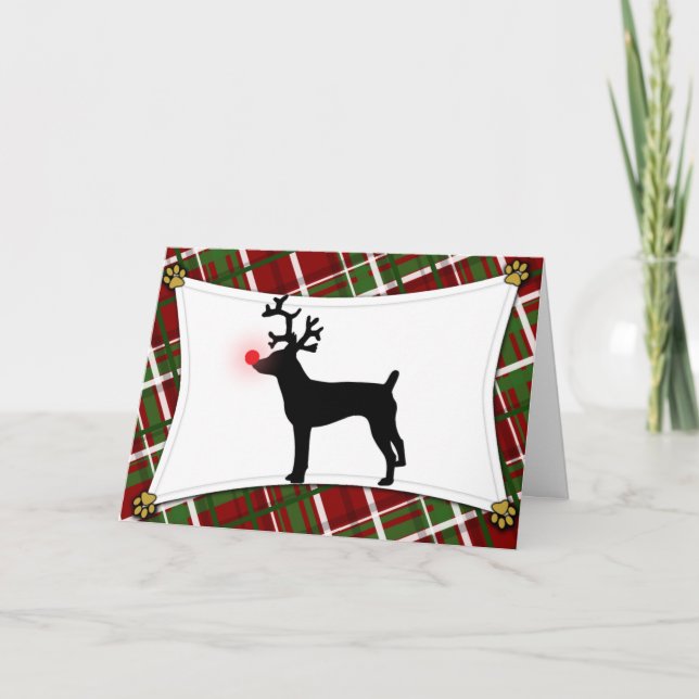 Rat Terrier Reindeer Christmas Card (Front)