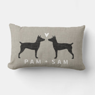 Rat Terrier Silhouettes Love - Personalize Lumbar Pillow