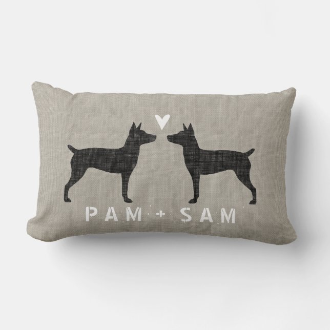 Rat Terrier Silhouettes Love - Personalize Lumbar Pillow (Front)