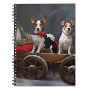 Rat Terrier Snowy Sleigh Christmas Decor Notebook