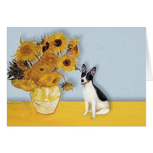 Rat Terrier - Sunflowers (Front Horizontal)