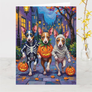 Rat Terrier Trick-or-Treating Halloween Costumes Card