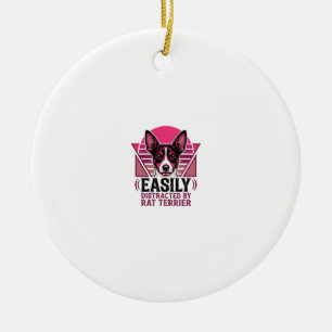 Rat Terrier Vintage Easily Distracted Dog Shirt De Ceramic Ornament