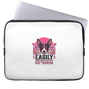 Rat Terrier Vintage Easily Distracted Dog Shirt De Laptop Sleeve