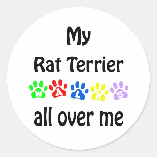 Rat Terrier Walks Design Classic Round Sticker (Front)